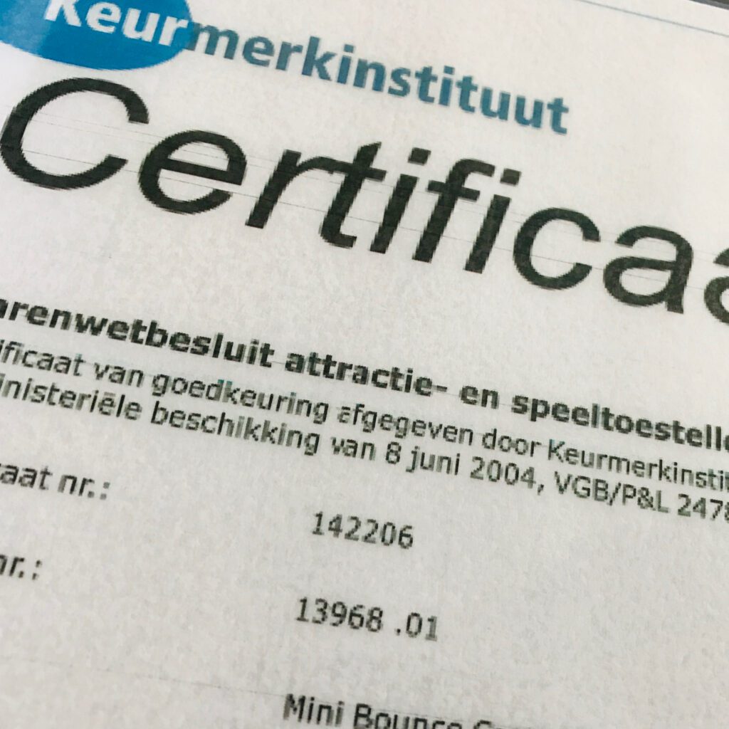Hüpfburg Din en14960 Zertifikat
